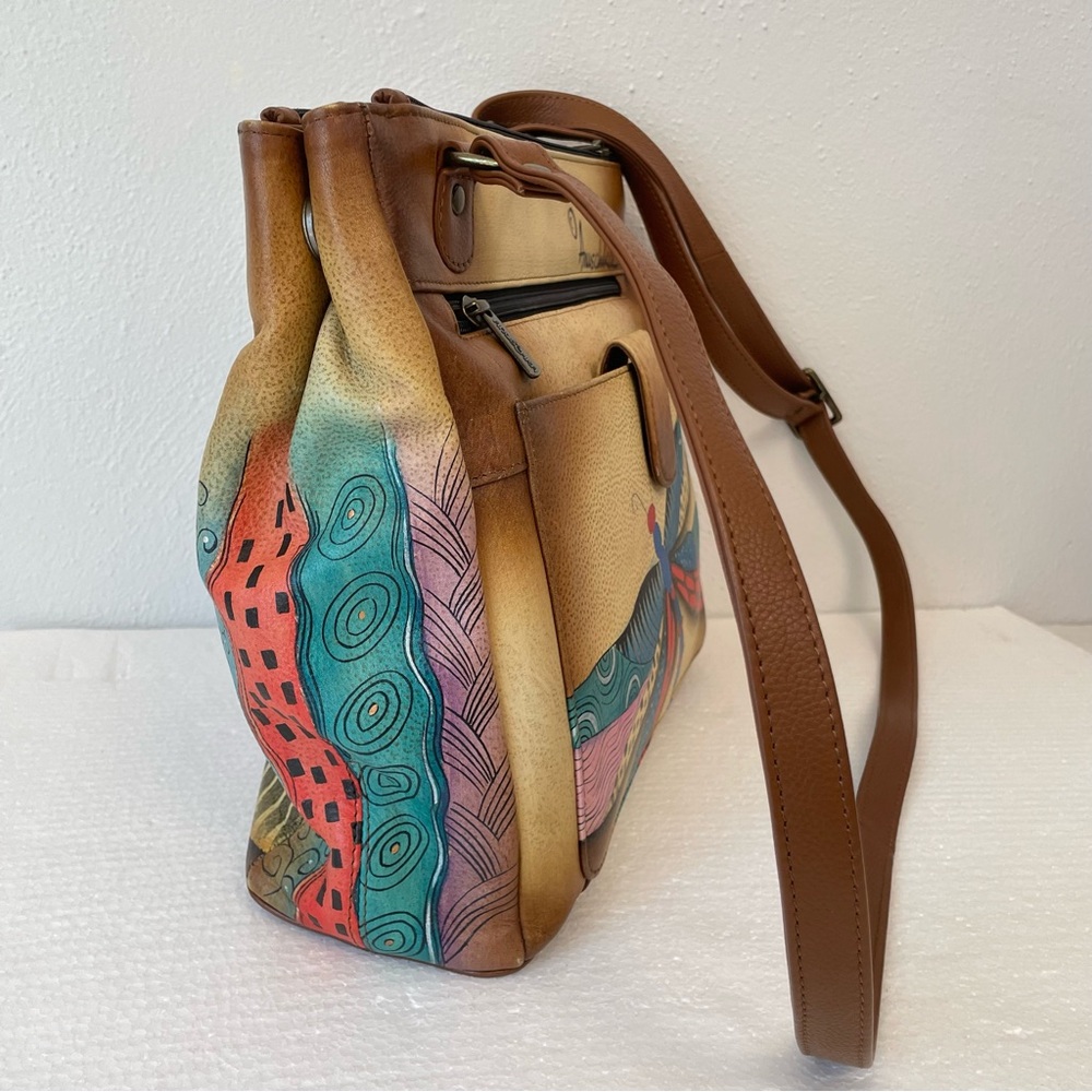 Anuschka Multicolor LARGE Dragonfly Crossbody Bag With Wallet - Picture 4 of 15